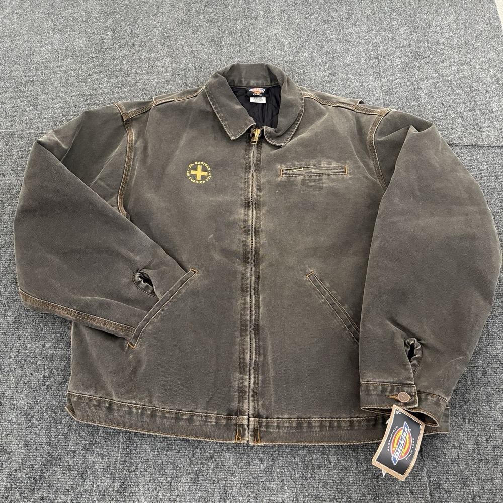 New Vintage Y2K Dickies X Doc Martens Gray Detroit Canvas Jacket Workwear Sz XL - Picture 1 of 14